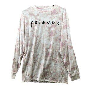 Friends TV Show‎ Long Sleeve T Shirt Mens XL Tie Dye Crewneck Mauve Pink White